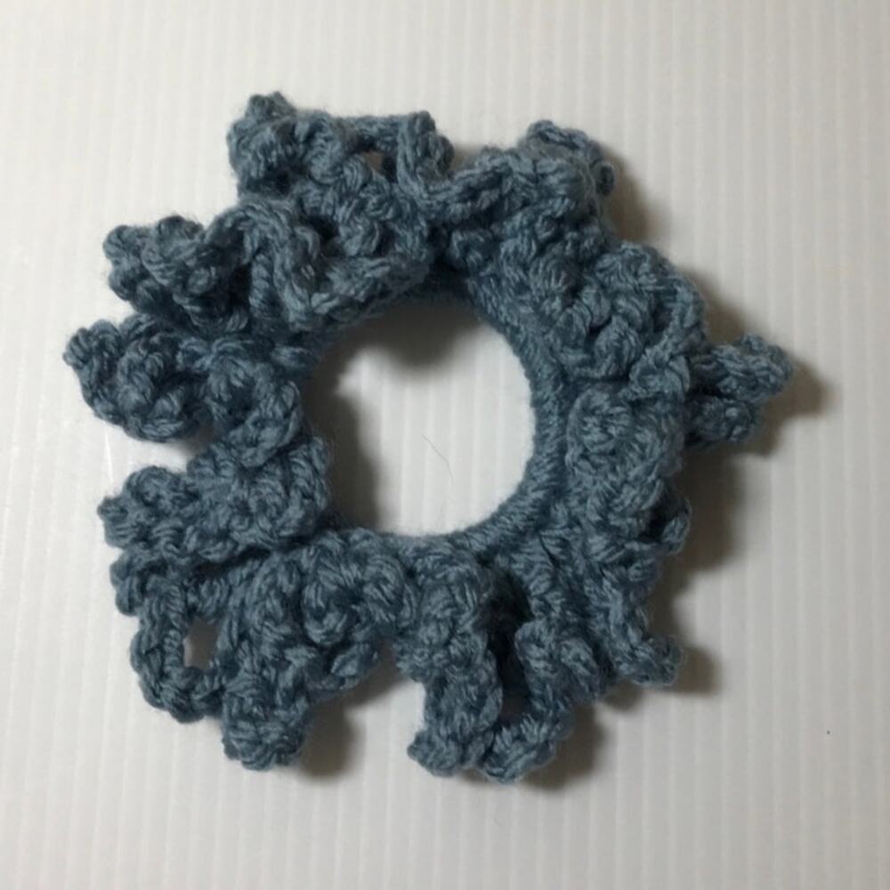 NWT Blue Handmade Crocheted Hair Scrunchie